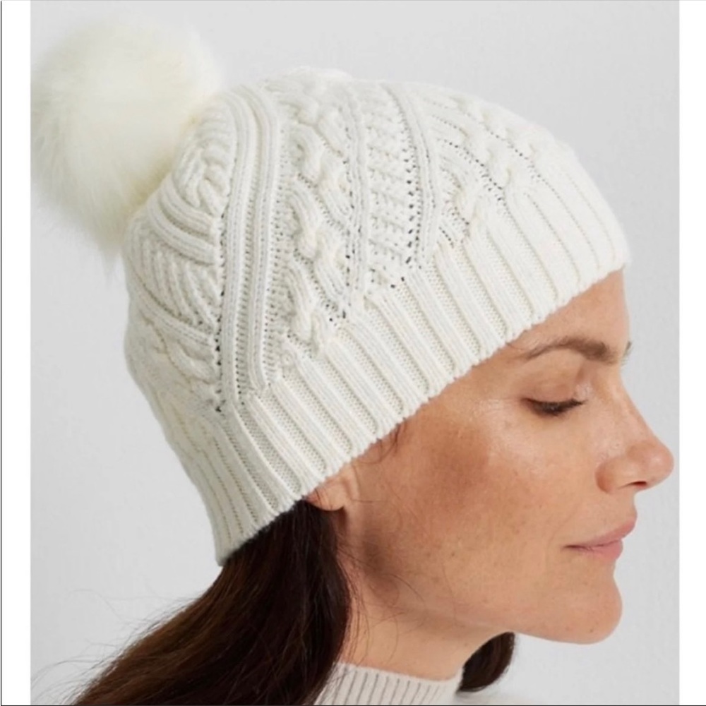 Club Monaco Cable-Knit Pom-Pom Beanie